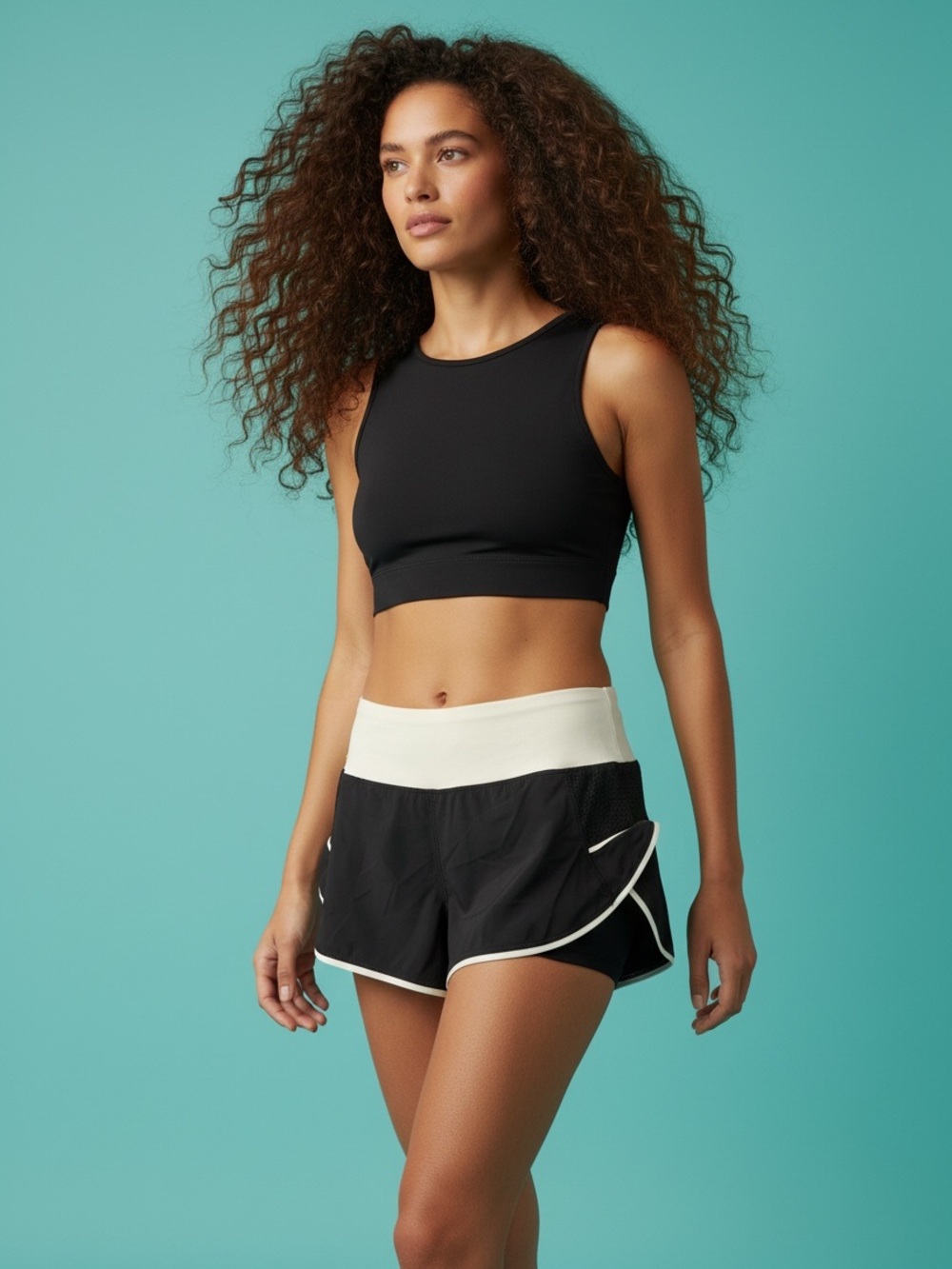 Lole Activewear Liner Zip Pockets Black White Shorts Size S